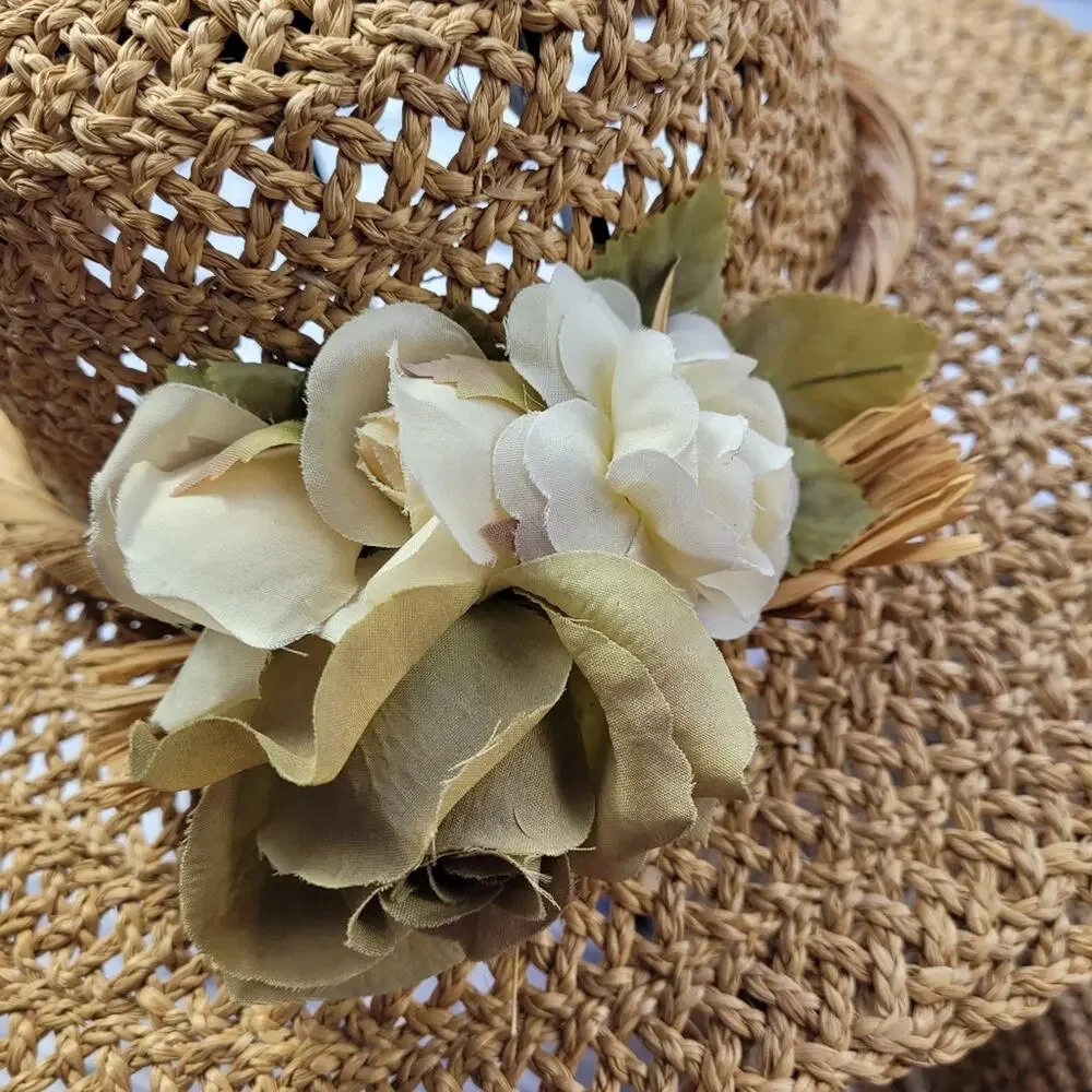 Boho Summer Woven Hat with Roses